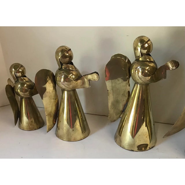 Metal Vintage Brass Angel Candleholders- Set of 5 For Sale - Image 7 of 8