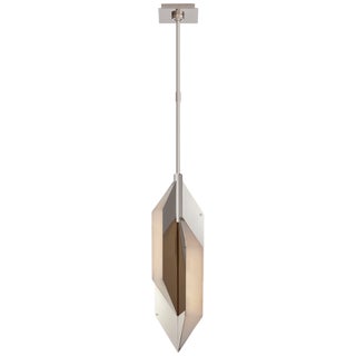 Kelly Wearstler for Visual Comfort Signature Ophelion Small Pendant in Polished Nickel with Alabaster For Sale
