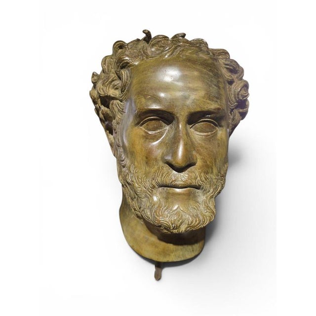 1950s Italian Artist, Pair of L Bronze Roman Emperor Heads on Marble Pedestals, 1950, Bronze For Sale - Image 5 of 11