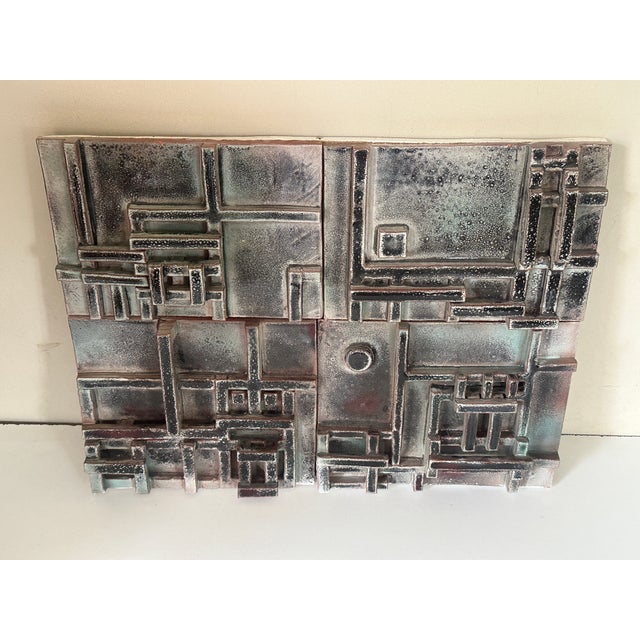 Modern Jean Pierre Devaud, Architectural Scene, 1960s, Ceramic Tile Composition For Sale - Image 3 of 18