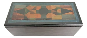Antique Folk Art Box With Primitive Inlay