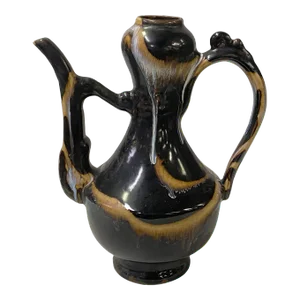 Chinese Ware Black Brown Glaze Ceramic Jar Vase Display Art