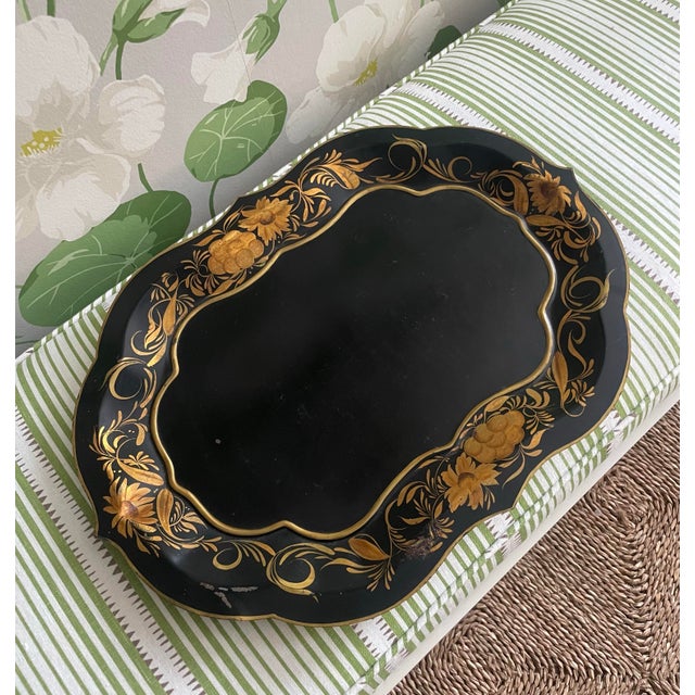 Early 20th Century Antique Painted Tole Tray For Sale - Image 5 of 7