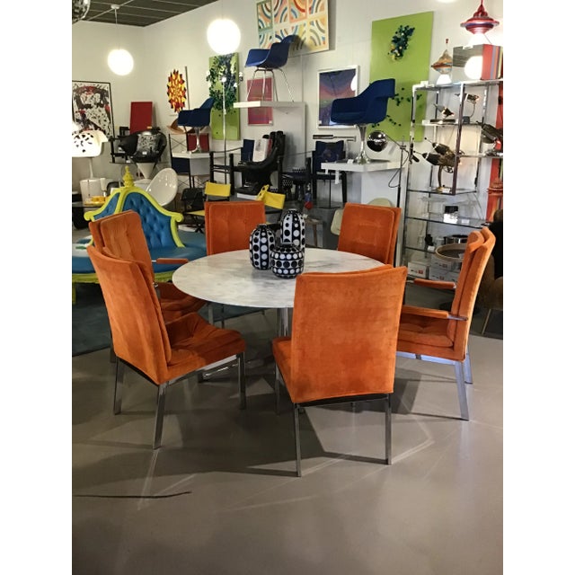 Metal Mid 20th Century Calacatta Marble Top Dining Table Attributed to Florence Knoll For Sale - Image 7 of 13
