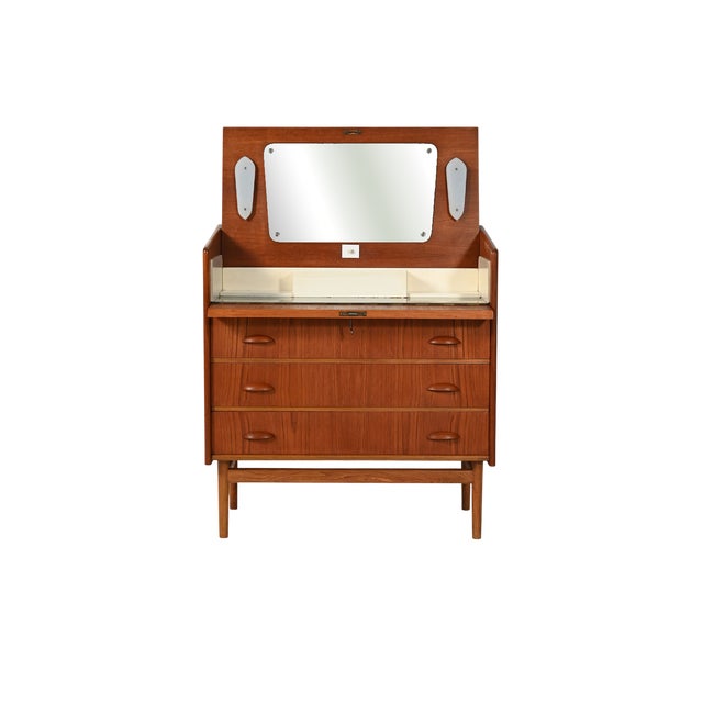 Scandinavian Teak Dressing Table with Chest of Drawers, 1950s-1960s For Sale
