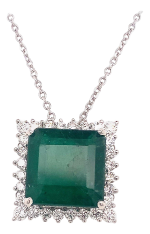 Diamond Emerald Necklace Platinum 9.70 TCW GIA Certified