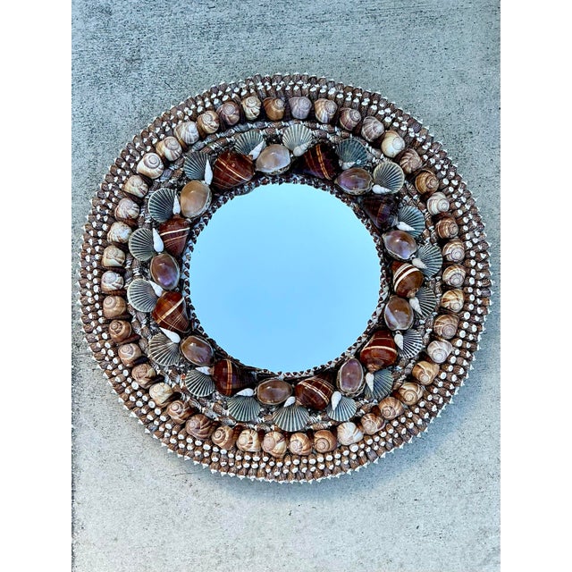 Late 20th Century Vintage Shell Encrusted Mirror For Sale - Image 5 of 12