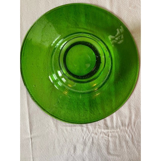 Emerald 1970s Vintage Mid-Century Modern Glass Bubble Bowl For Sale - Image 8 of 10