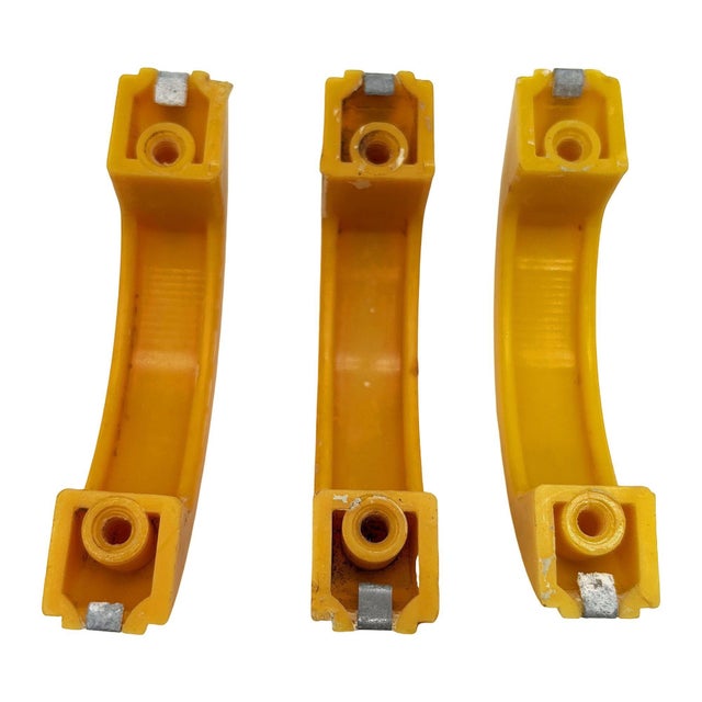 Art Deco Bright Yellow Bakelite Drawer Pulls W/ Chrome Strip, Set of 6 For Sale - Image 12 of 14