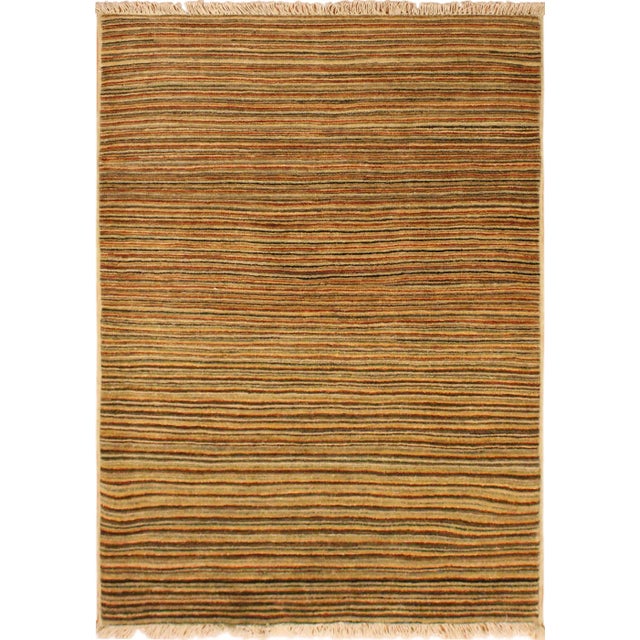 Tan 1990s Boho Chic Gabbeh Tan/Rust Hand-Knotted Wool Rug -3'1 X 5'1 For Sale - Image 8 of 8