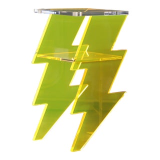 Bolt Nightstand in Yellow Acrylic by Benjamin Vintage and Design For Sale