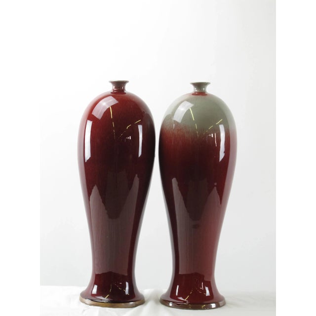 Tall Jun Oxblood Red Porcelain Vase For Sale - Image 4 of 5