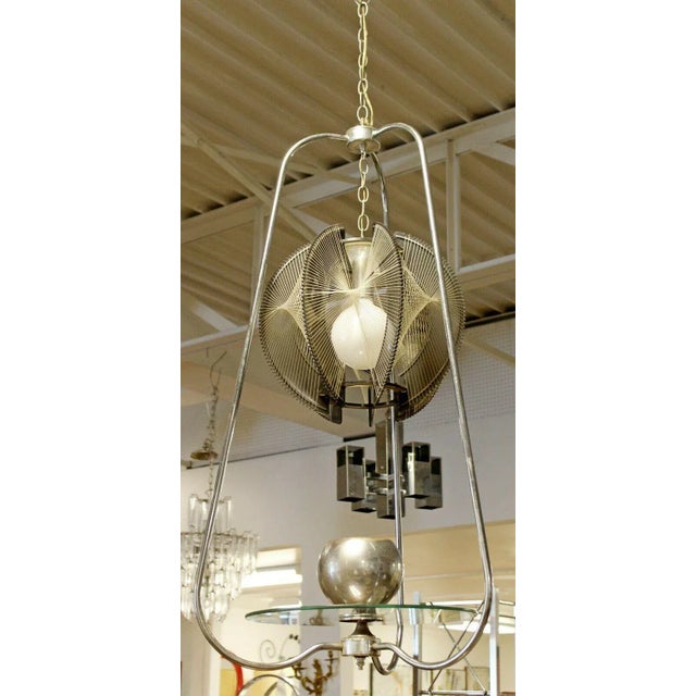 Metal Mid Century Modern String Wire Art Swag Chrome Chandelier Light Fixture 1960s For Sale - Image 7 of 10