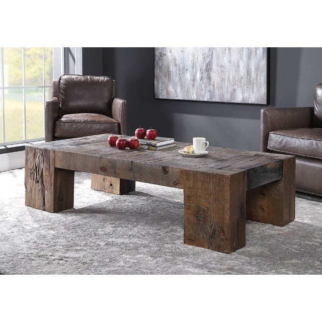 Rustic Ivena Coffee Table From Uttermost/Revelation For Sale - Image 3 of 11