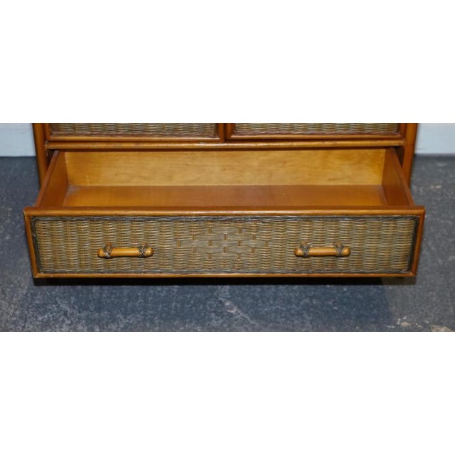 Brown Woven Wicker Armoire with Drawer, 1970s For Sale - Image 8 of 14