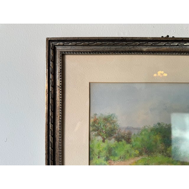 Paint Vintage G. Robers Countryside Lake Landscape Watercolor Painting, Framed For Sale - Image 7 of 11