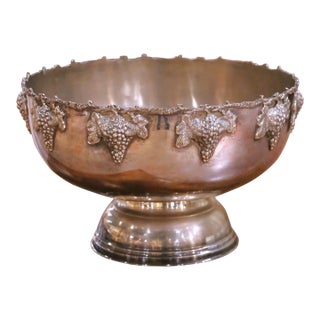 Mid-Century French Silver-Plated Wine Chiller With Repoussé Grape Motifs For Sale