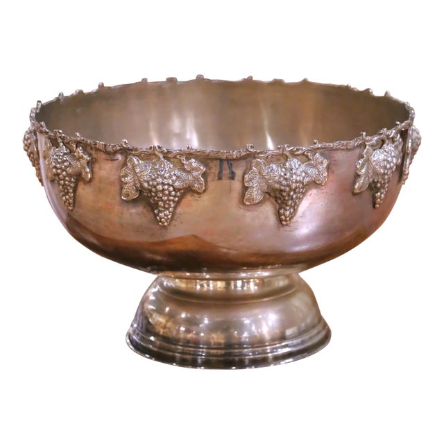 Mid-Century French Silver-Plated Wine Chiller With Repoussé Grape Motifs For Sale