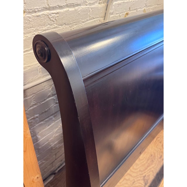 2010s Queen Size Restoration Hardware Portman Sleigh Bedframe For Sale - Image 5 of 12