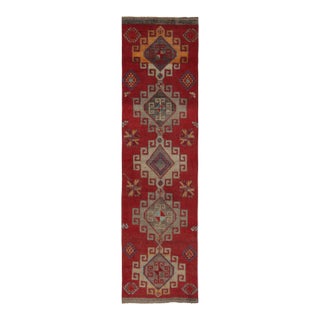 Vintage Turkish Runner With Geometric Tribal Designs in Multicolor - Rug & Kilim For Sale