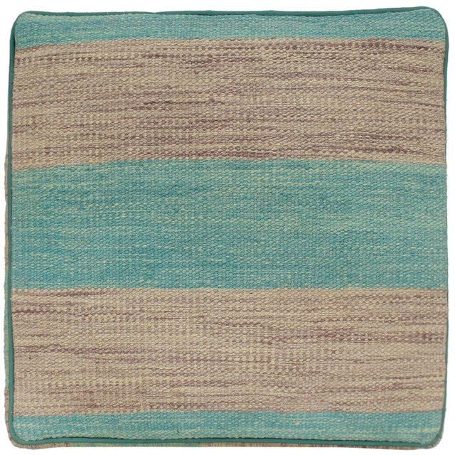 Abstract Handmade Kilim Upholstered Ottoman For Sale - Image 4 of 8