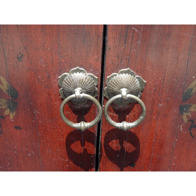 Vintage Hooker Furniture Asian Red Hall Chest ~ Side Table Cabinet For Sale - Image 14 of 17