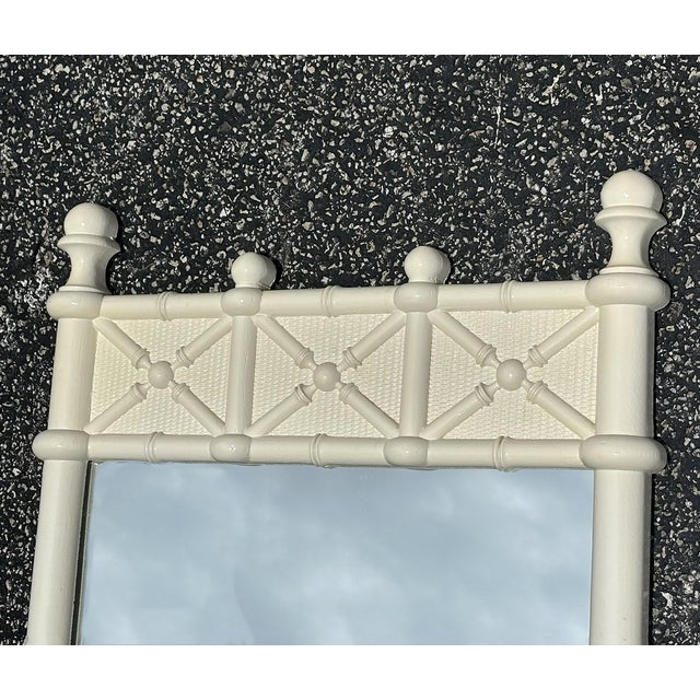 Hollywood Regency Vintage Omega Faux Bamboo Pair of Mirrors Hollywood Regency Coastal Palm Beach For Sale - Image 3 of 3