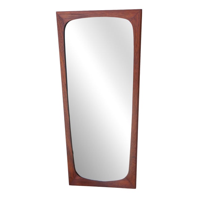 Vintage Danish Teak Trapezoidal Mirror, 1960s For Sale