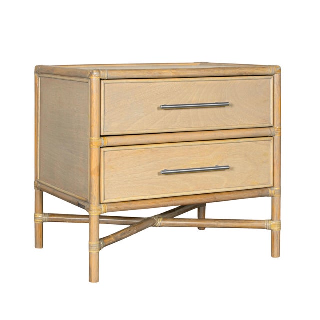 David Francis Verona Two-Drawer Nightstand in Natural For Sale - Image 4 of 8