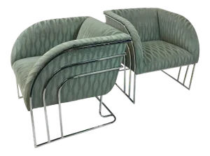 Mid 20th Century Chrome Lounge Chairs By George Mergenov - a Pair