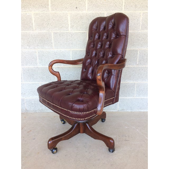 Fairfield Burgundy Leather Desk Chair Chairish