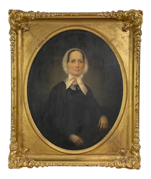 19th Century Large Victorian Portrait of Woman in Coved Wood and Gesso Gilt Frame