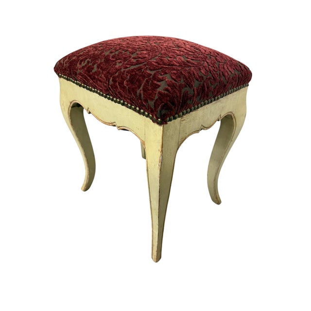 Add a touch of timeless elegance to your space with this circa 1930’s French inspired vanity stool. Featuring gracefully...