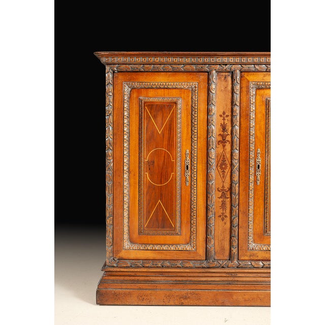 Italian Hand-Carved Walnut Credenza For Sale - Image 4 of 4