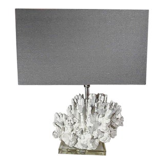 Regina Andrew Faux Coral Lamp With Gray Linen Shade For Sale