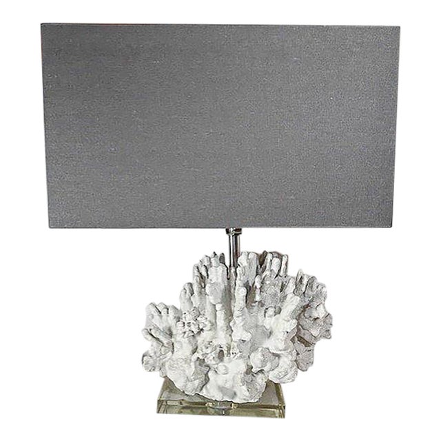 Regina Andrew Faux Coral Lamp With Gray Linen Shade For Sale