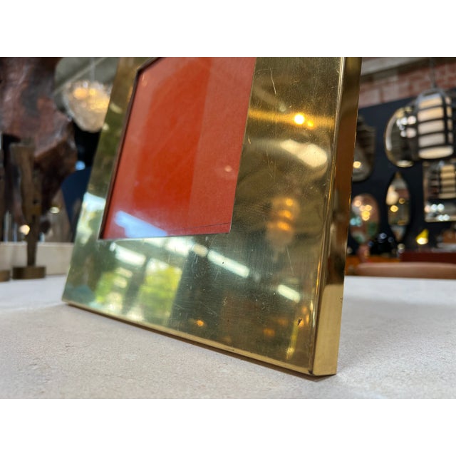 Fully brass Italian square picture frame made in Italy 1980s