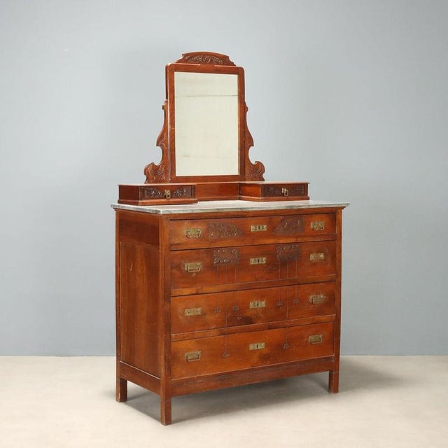 Antique Art Nouveau Mahogany Chest of Drawers, Italy For Sale - Image 12 of 12