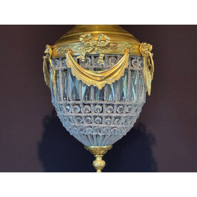 1970 Louis XVI Gold Bronze Crystal Lantern Light - 1 Pc For Sale - Image 11 of 12