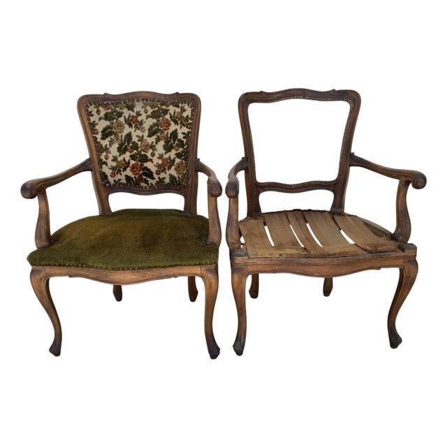Chinoiserie 19th C. French Louis XV Elmwood Cabriolet Miniature Armchairs - A Pair For Sale - Image 3 of 8