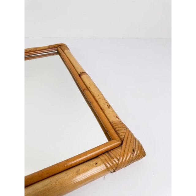 Large Italian Rectangular Bamboo and Rattan Mirror, 1970s For Sale - Image 10 of 14