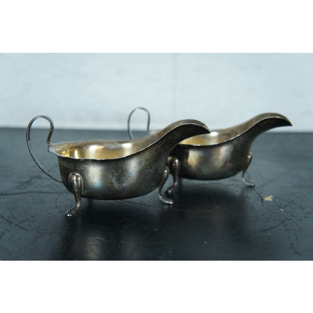 Antique 1936 Edward Viner Sterling Silver Gravy Sauce Boats & Ladles Box Set- 4 Pieces For Sale - Image 4 of 12