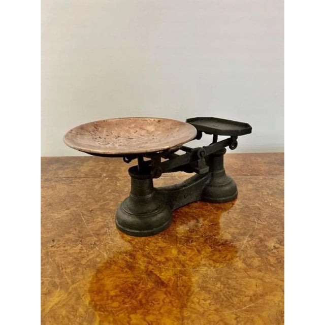 Edwardian Iron and Copper Scales & Original Iron Weights, 1900s, Set of 5 For Sale - Image 3 of 7