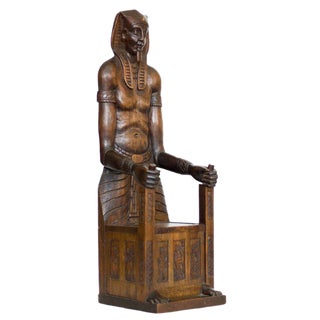 Carved Miniature Egyptian Pharaoh Amenhotep III Throne Jewelry Box For Sale
