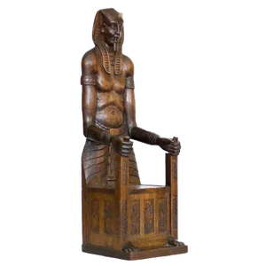 Carved Miniature Egyptian Pharaoh Amenhotep III Throne Jewelry Box
