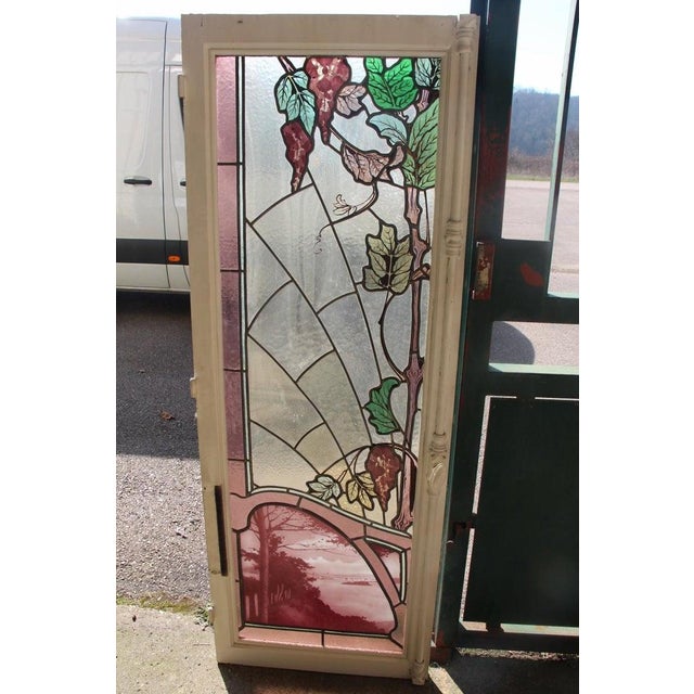 Set of Triple-Layered Acid-Etched Stained Glass Windows attributed to Gruber, 1890s, Set of 3 For Sale - Image 4 of 8
