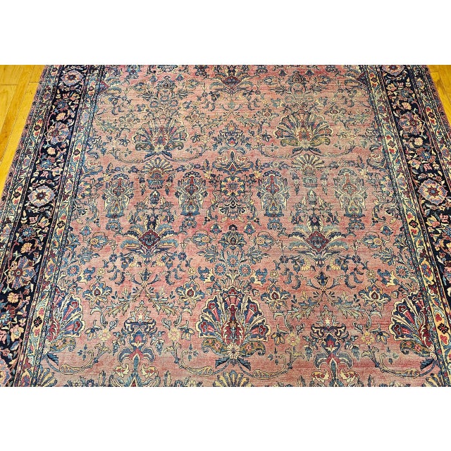 Antique Oversized Persian Manchester Kashan Rug, Hand-Knotted Wool, Floral Pattern, 10x20, Burgundy & Blue For Sale - Image 16 of 18