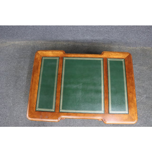 Croquet Cherry Leather-Top Partners Desk Form Coffee Table For Sale In Philadelphia - Image 6 of 16