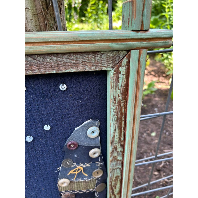 Blue Swan Folk Art With Buttons by Maine Artist Mary Teeter For Sale - Image 8 of 10