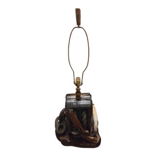 Vintage Pirates Caribbean Table Lamp Flintlock Block Tackle Pulley Nautical Maritime For Sale